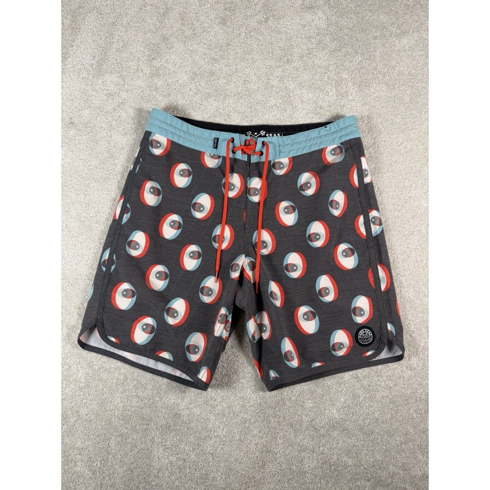 Dark Seas Men's Boardshorts Trippy Eyeballs All Over Print Size 31 Drawstring